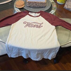 Vans Maroon and Cream Raglan Tee